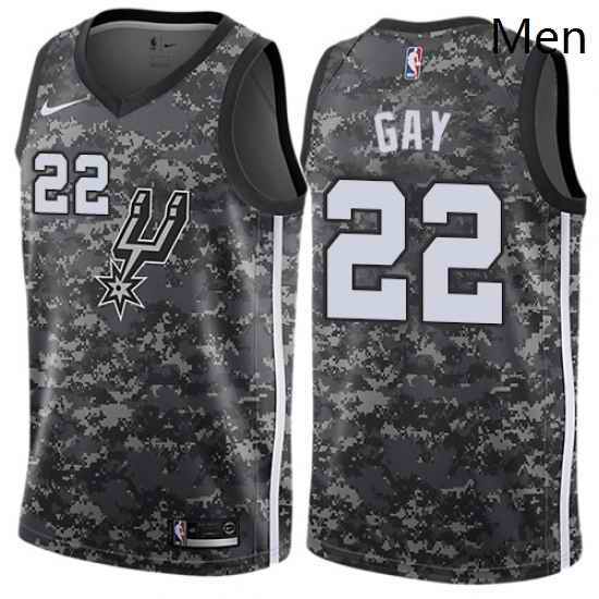 Mens Nike San Antonio Spurs 22 Rudy Gay Swingman Camo NBA Jersey City Edition